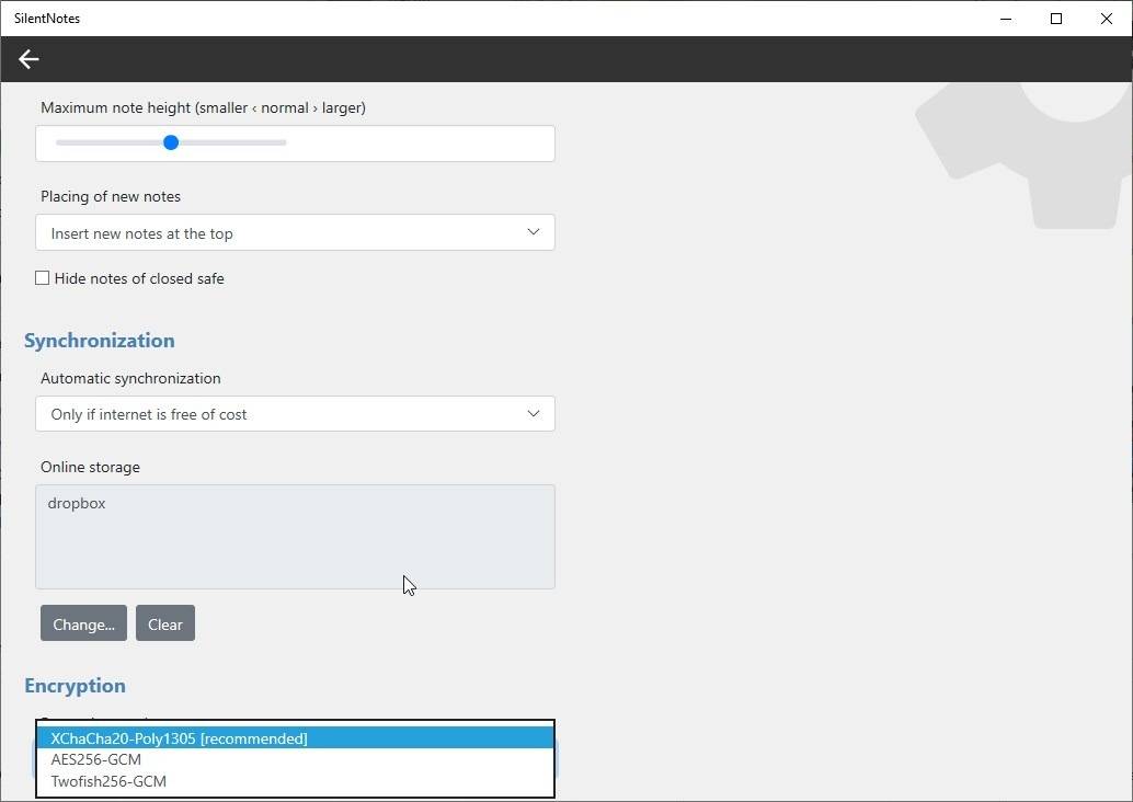 silentnotes-encryption-settings